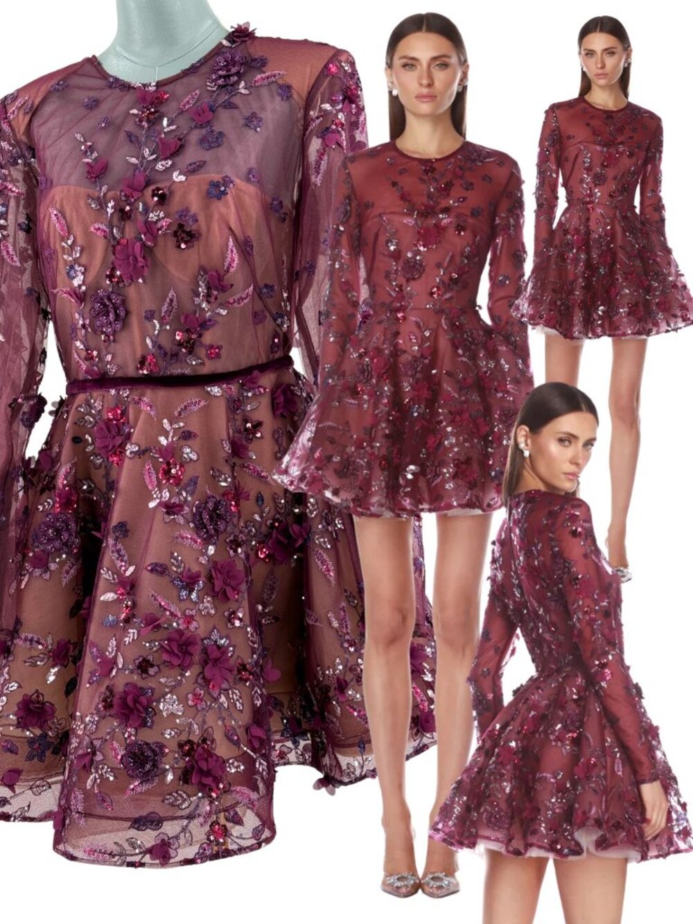 🆕 BRONX & BANCO 🧿 NWOT Talulah Long Sleeve Mini Dress, Burgundy - Sz L US 8